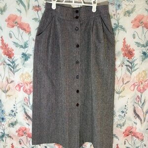 Vintage Gray Button-Front Women's Skirt